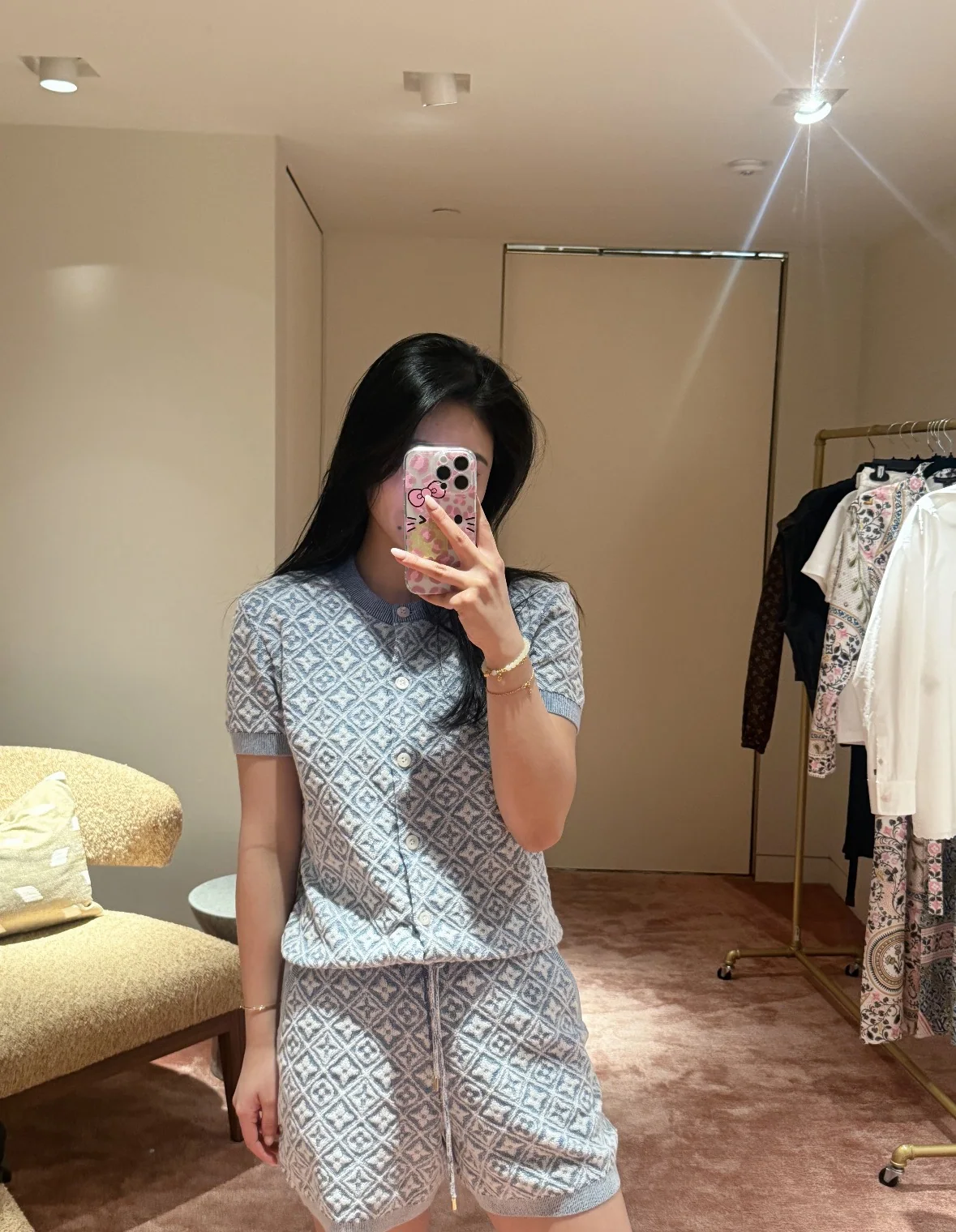 루이비통 아이스 블루 다이아몬드 자카드 니트 원피스 상세 이미지 3
