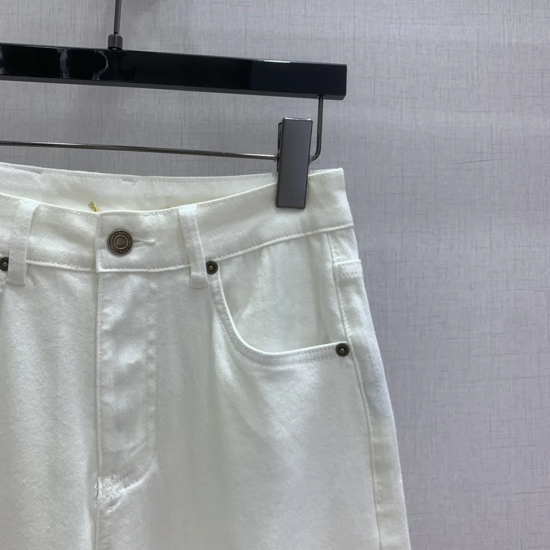 생로랑 자수 로고 여성 데님 바지 상세 이미지 3