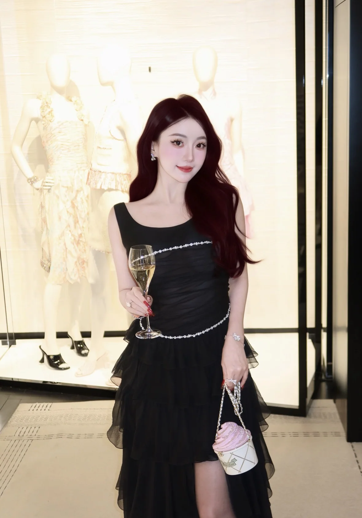 샤넬 실크 드레이프 여성 원피스 상세 이미지 3