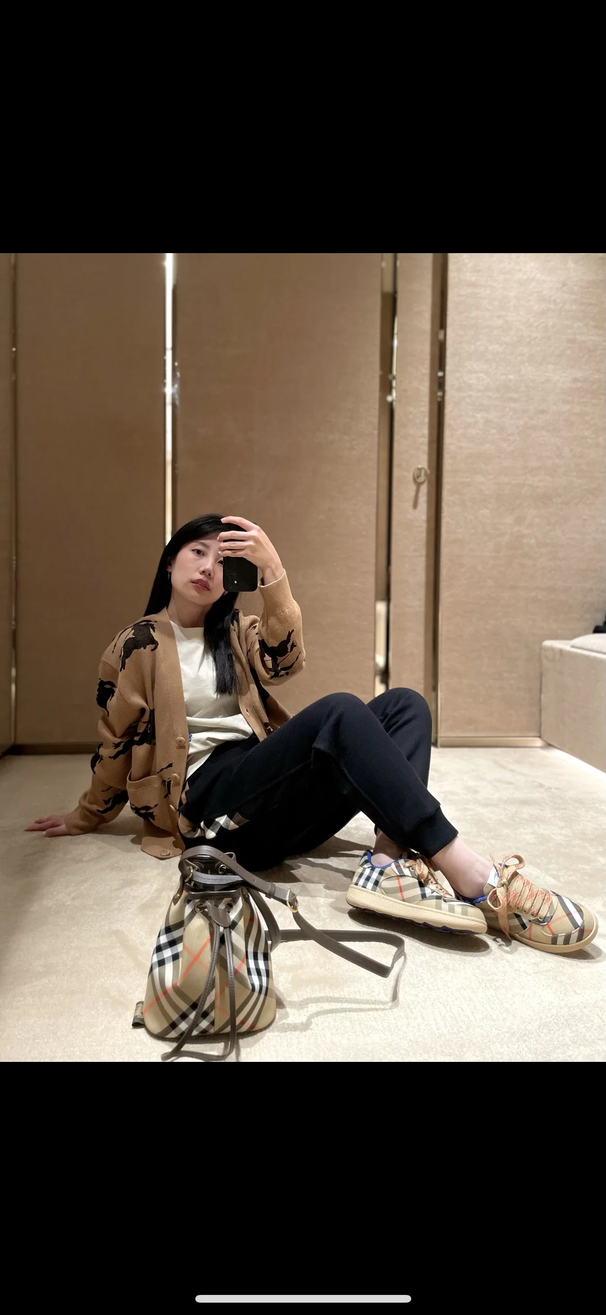 버버리 체크 패턴 버킷백 상세 이미지 6