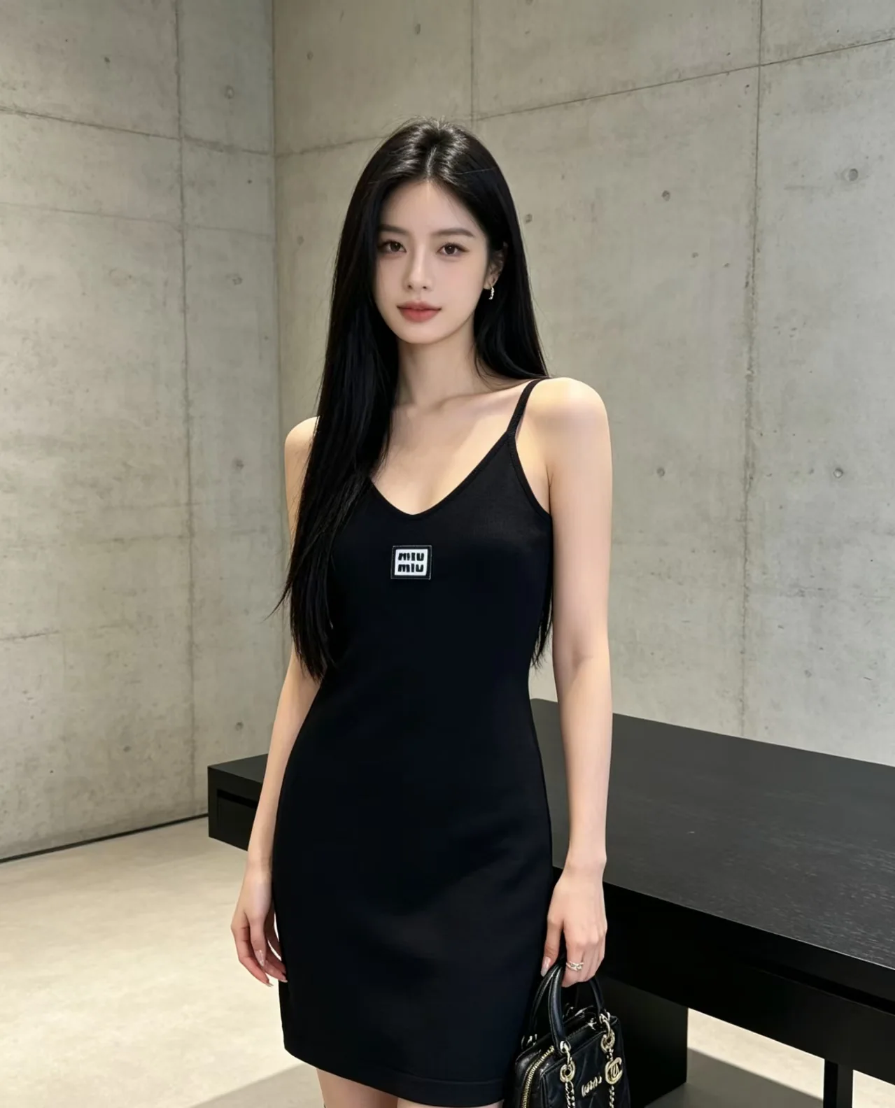 미우미우 자수 레터 니트 캐미솔 원피스 상세 이미지 1
