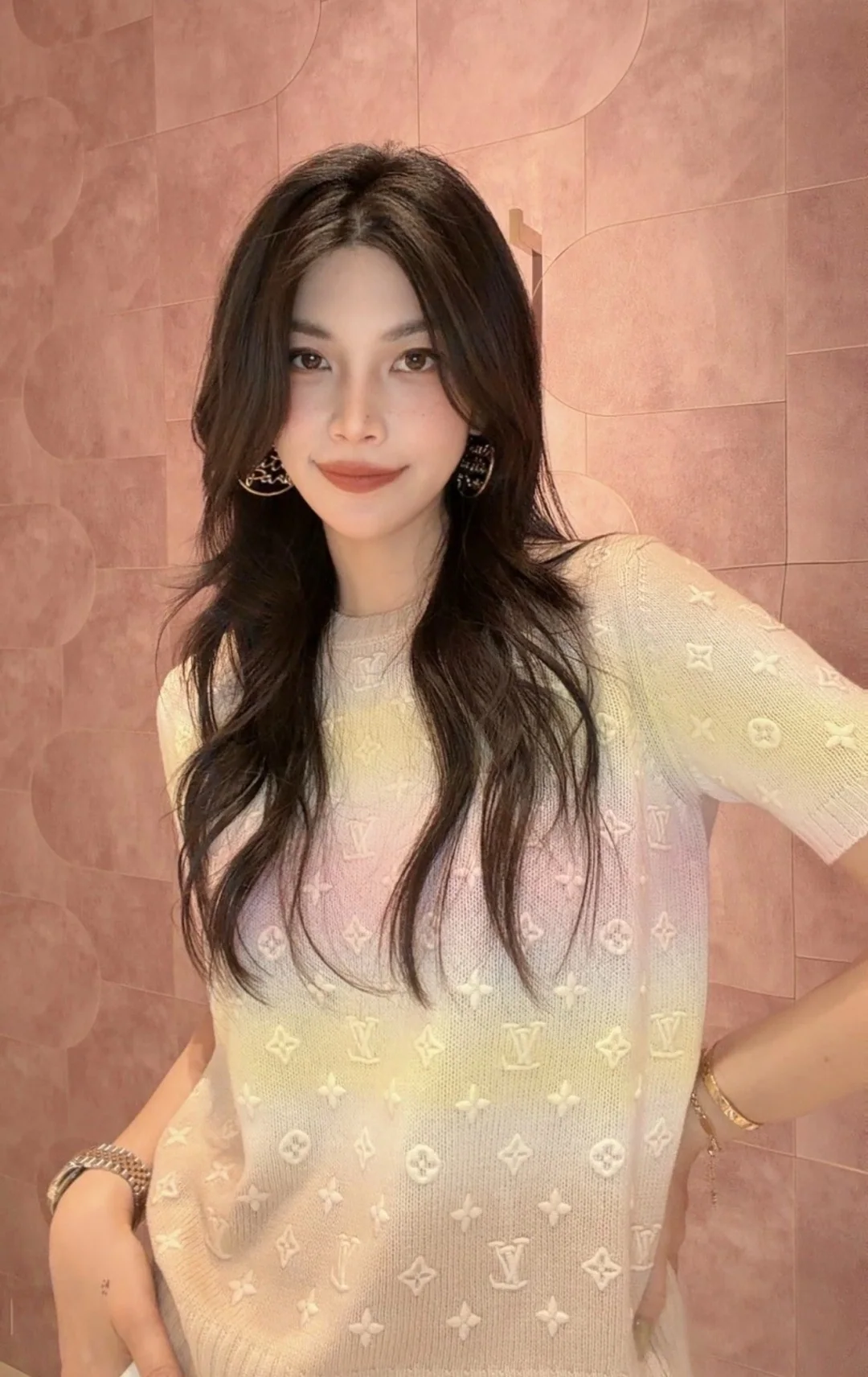 루이비통 모노그램 캐시미어 반팔 탑 상세 이미지 7