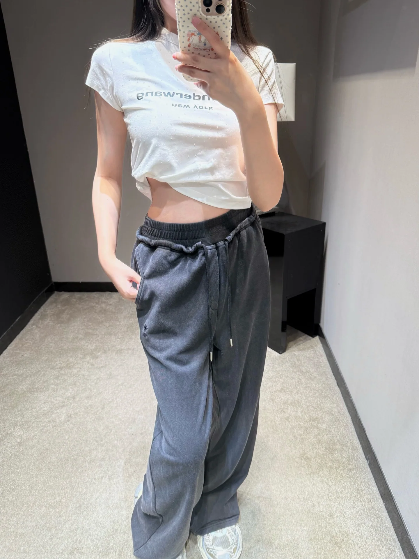 디올 블루 와이드 레그 여성 바지 상세 이미지 4