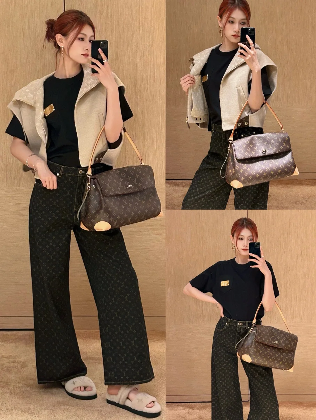 루이비통 데님 패치워크 메탈 포켓 크루넥 반팔 티셔츠 상세 이미지 9
