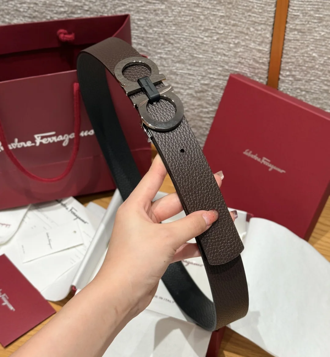페레가모 간치니 가죽 리버시블 벨트 상세 이미지 5