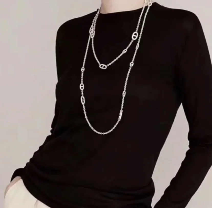 에르메스 돼지코 스털링 실버 목걸이 69896