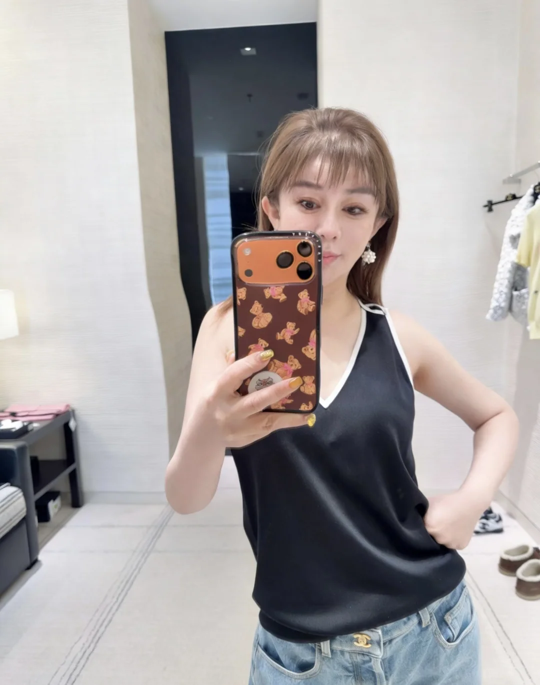 샤넬 실버 더블 C 아벤던트 진주 귀걸이 상세 이미지 2
