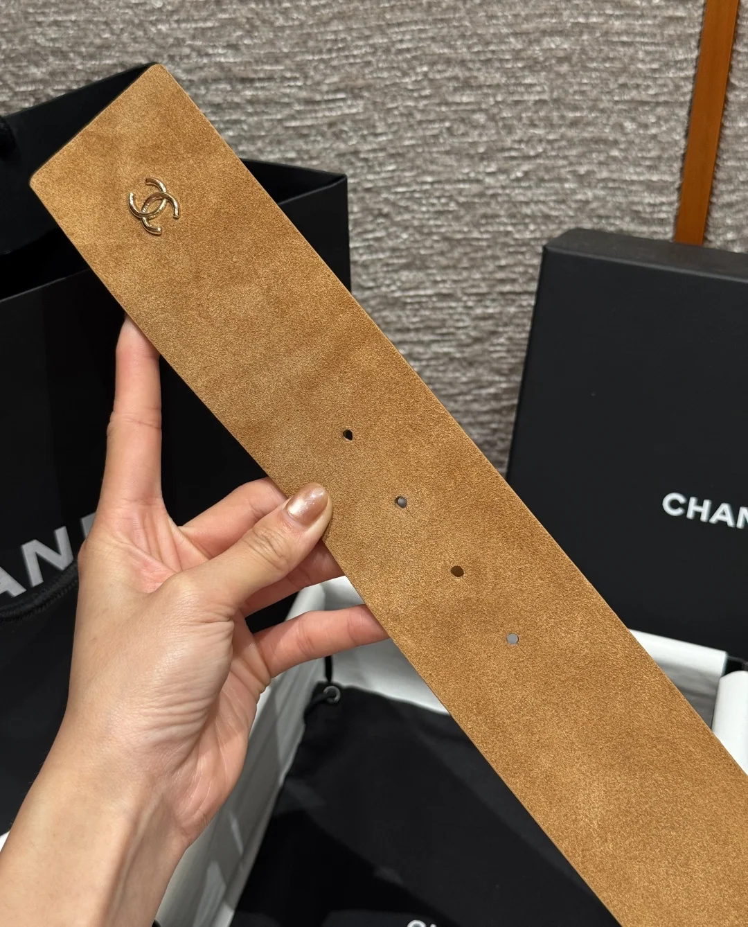 샤넬 스웨이드 실버 체인 버클 벨트 상세 이미지 6