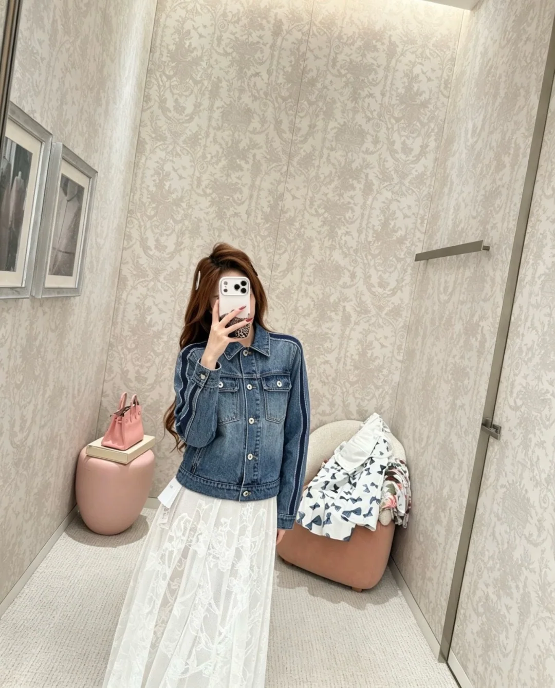 디올 컬러블록 레터 데님 자켓 상세 이미지 5
