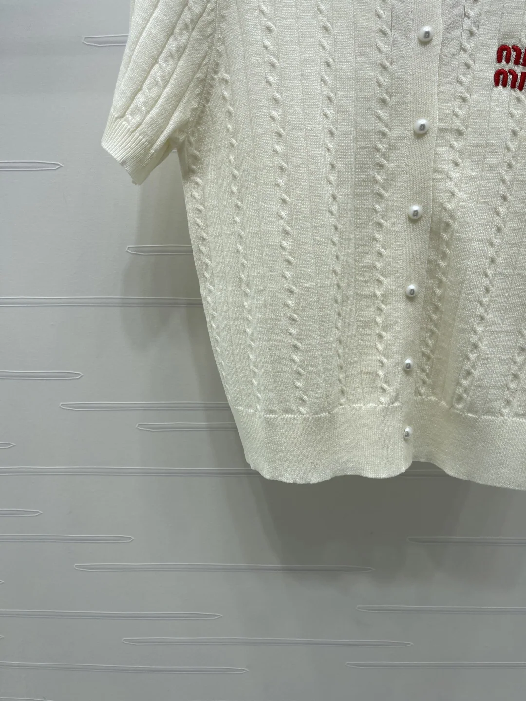 미우미우 피터팬 카라 비즈 장식 반팔 가디건 상세 이미지 5