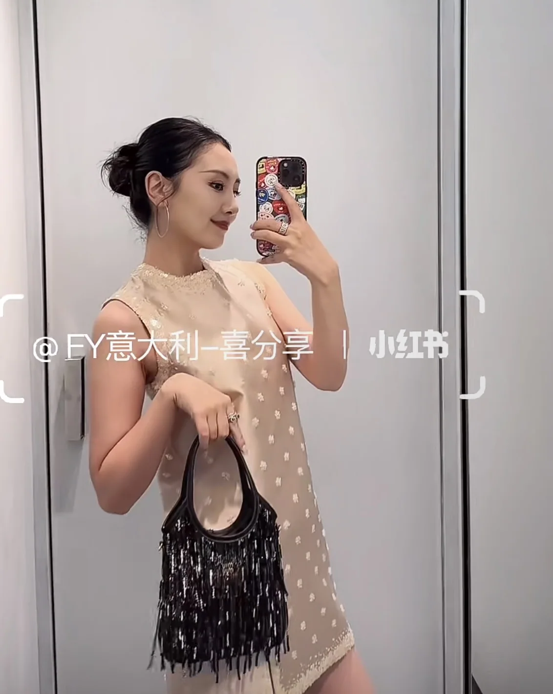 미우미우 플라워 라인스톤 장식 원피스 6409 상세 이미지 6