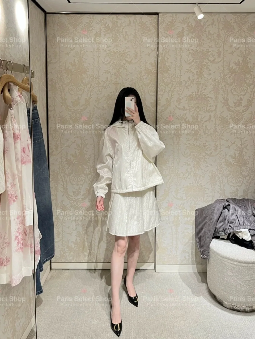 디올 밀크 살구색 모노그램 후드 자켓 상세 이미지 6