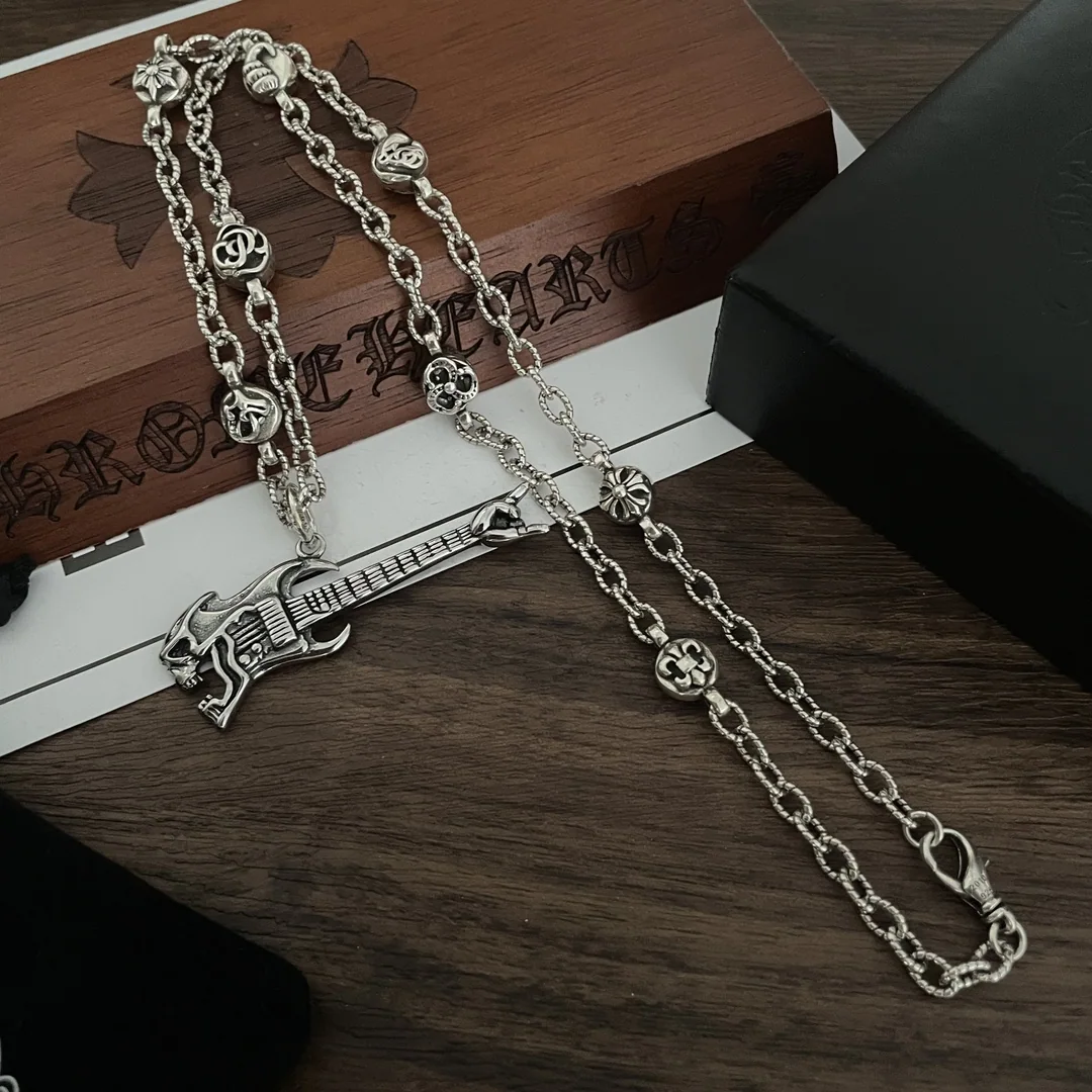 크롬하츠 클래식 레트로 기타 펜던트 목걸이 상세 이미지 3