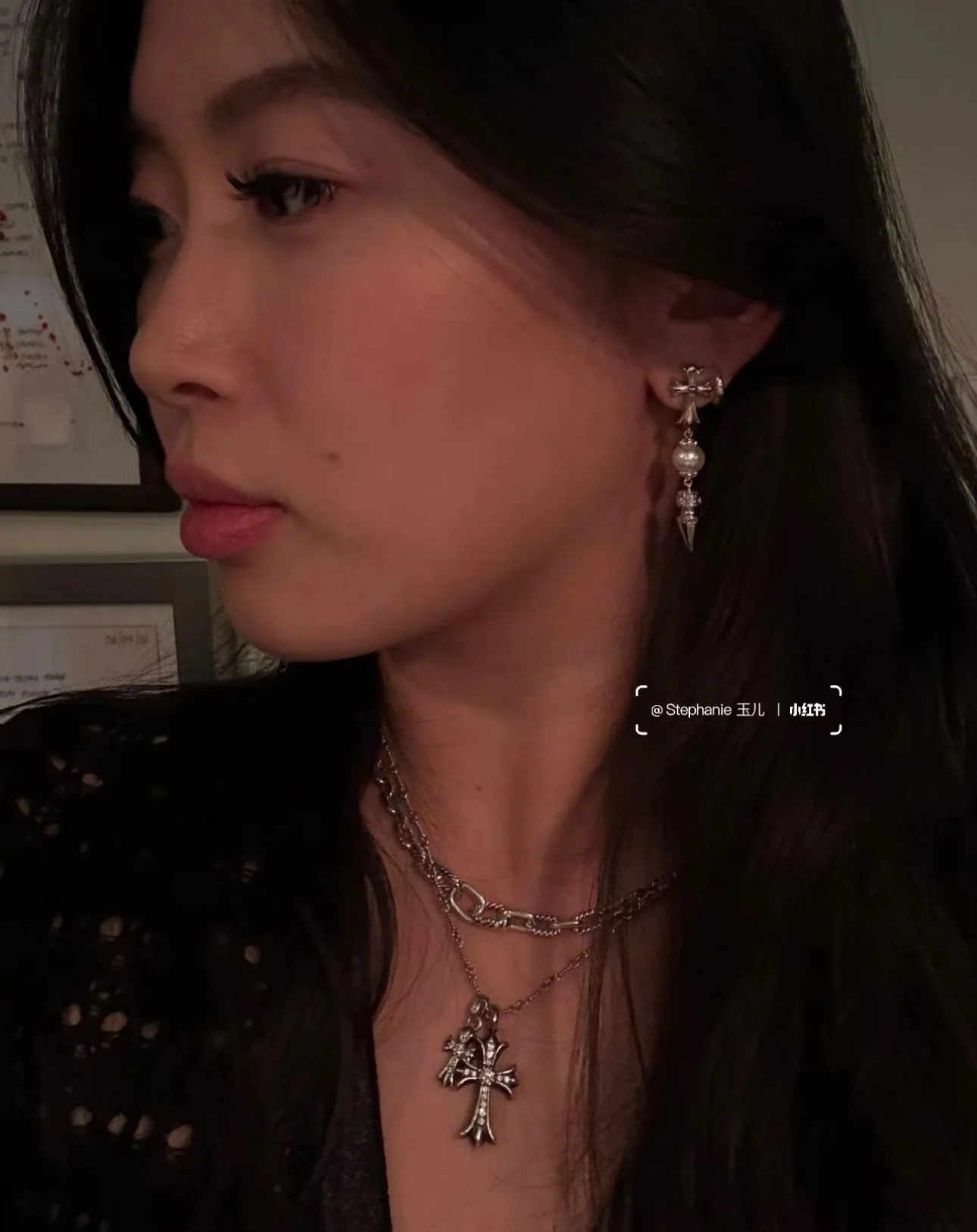 크롬하츠 화이트골드 진주 롱 귀걸이 상세 이미지 2