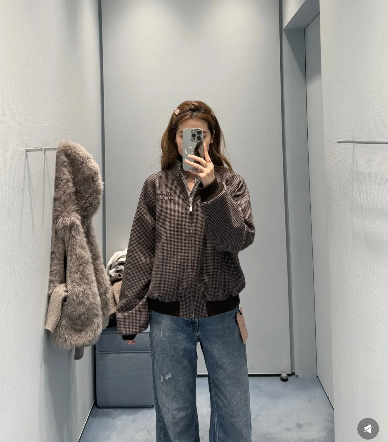 미우미우 체크 울 리버시블 여성 자켓 26 FW 상세 이미지 3