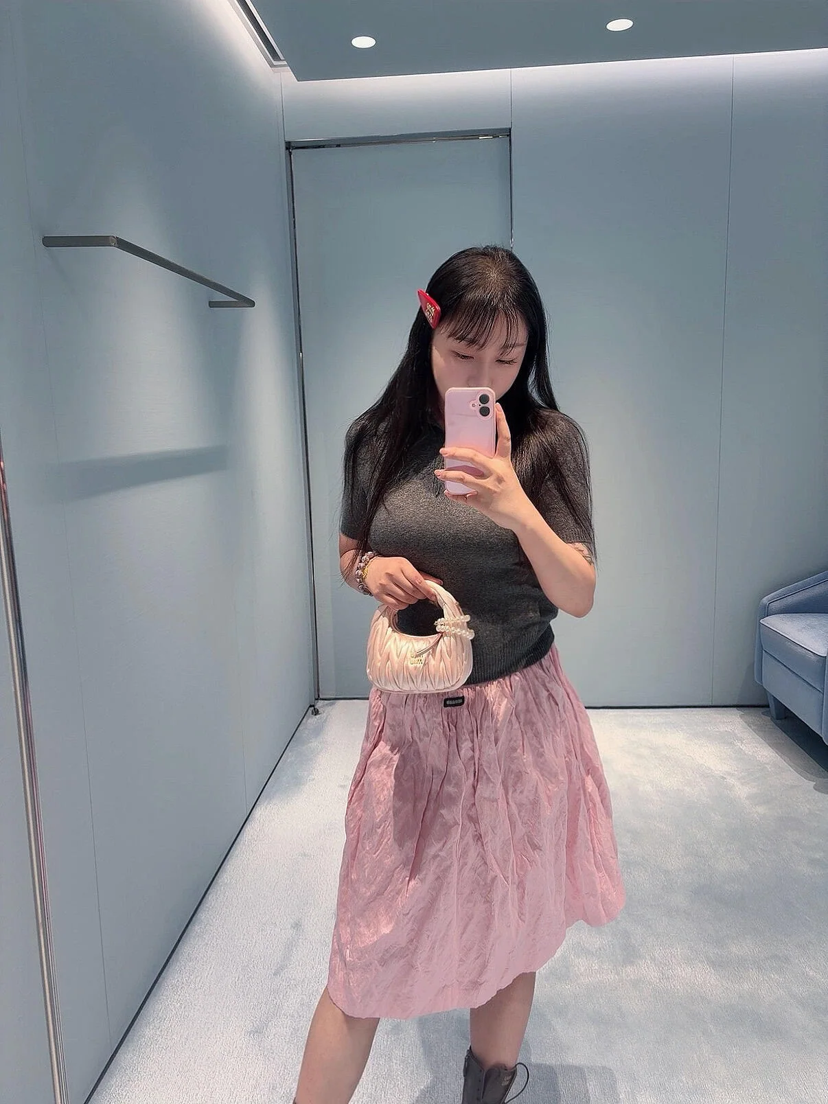 미우미우 컬러 블록 캐시미어 반팔 폴로셔츠 26 SS 상세 이미지 8