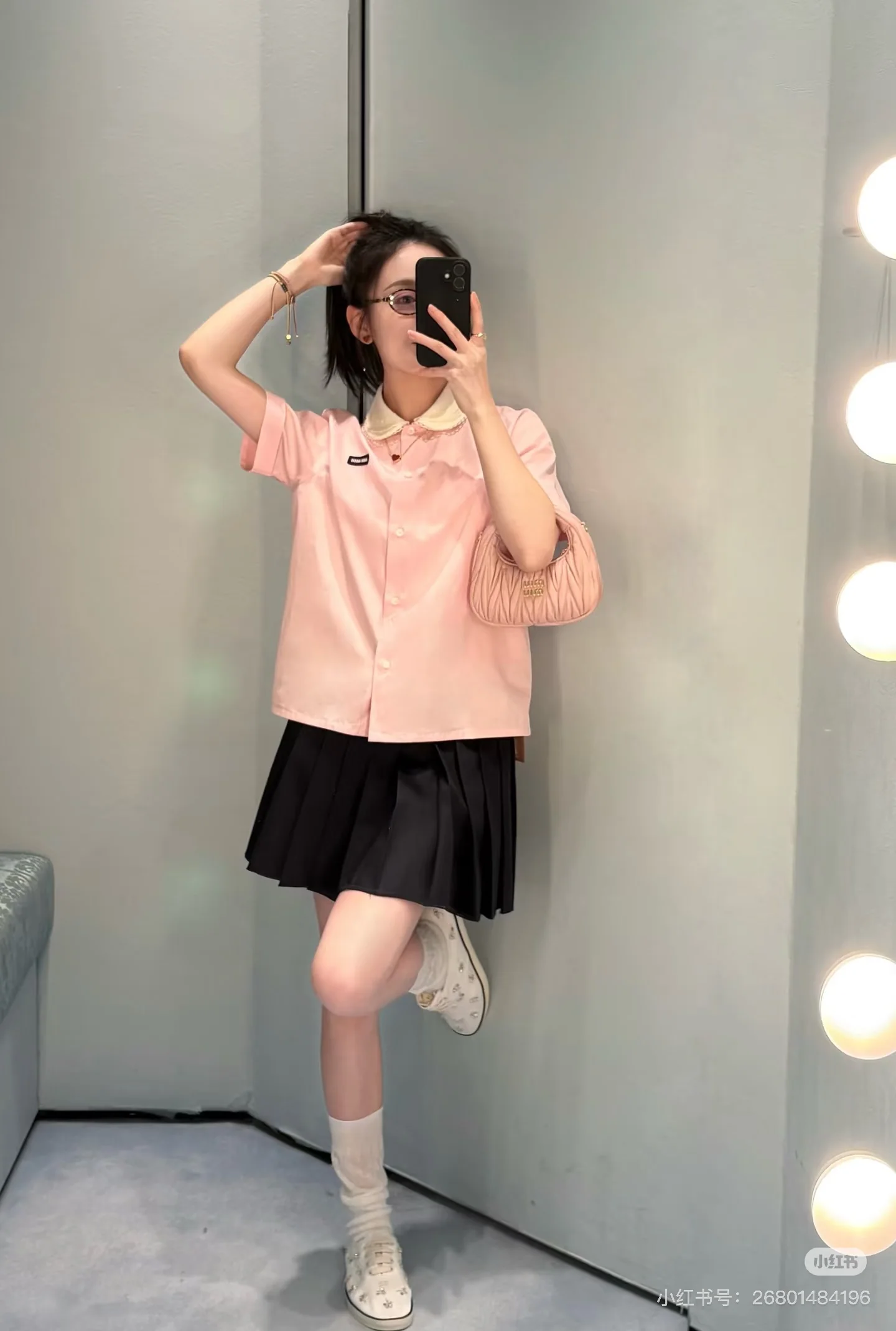 미우미우 레이스 피터팬 카라 반팔 셔츠 26 SS 상세 이미지 2