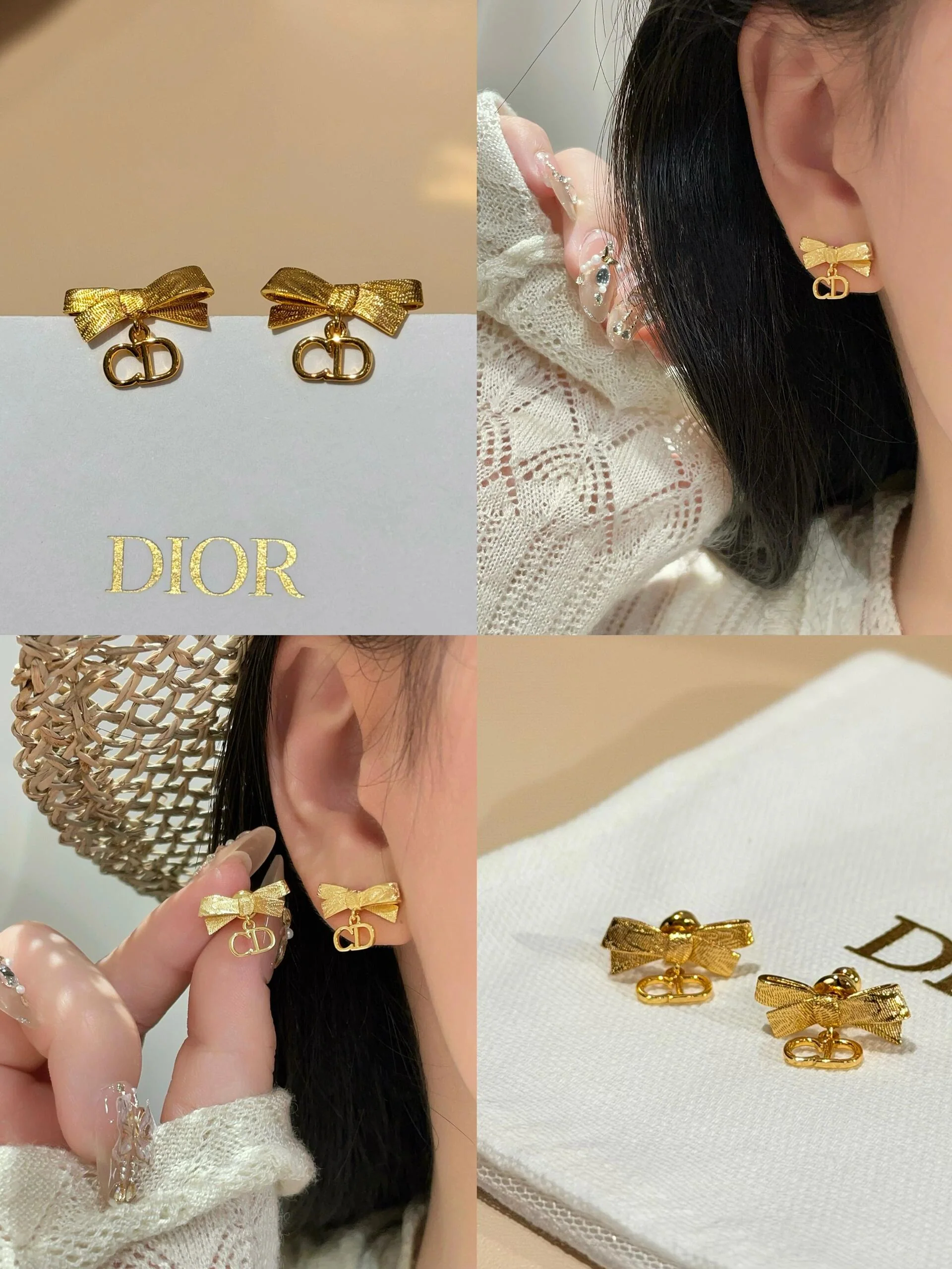 디올 미니 리본 귀걸이 상세 이미지 8