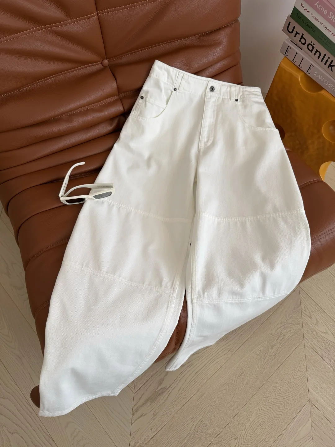 로에베 패치워크 화이트 랜턴지 여성 바지 상세 이미지 2