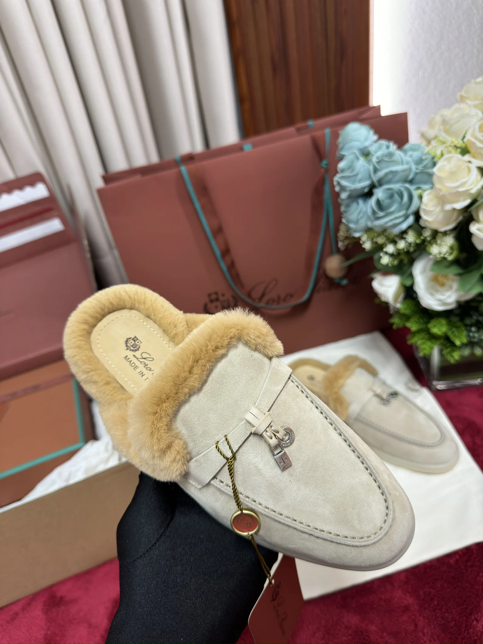 로로피아나 비버 퍼 하프 슬리퍼 상세 이미지 9