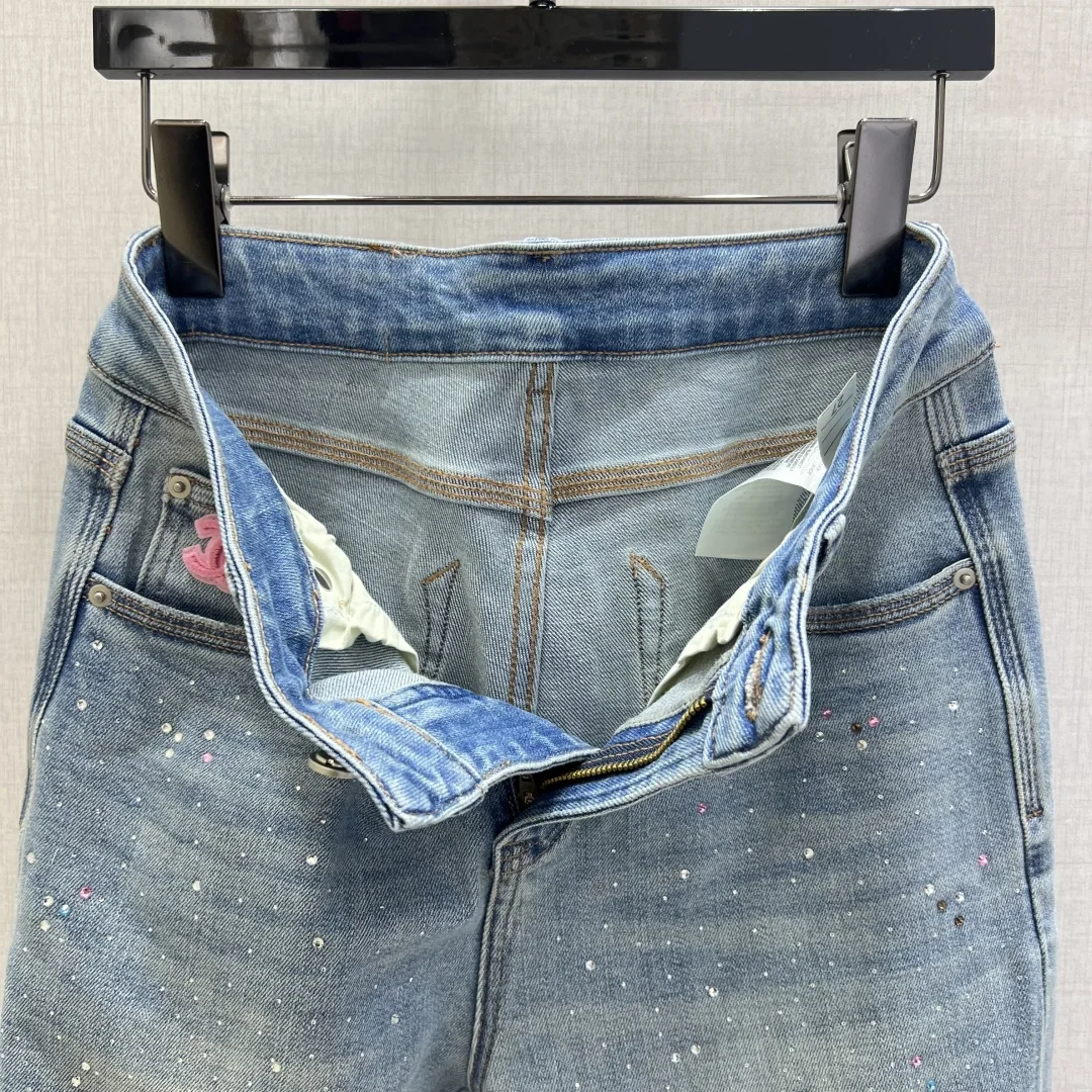 샤넬 라인스톤 더블 C 스트레이트 레그 여성 바지 상세 이미지 2