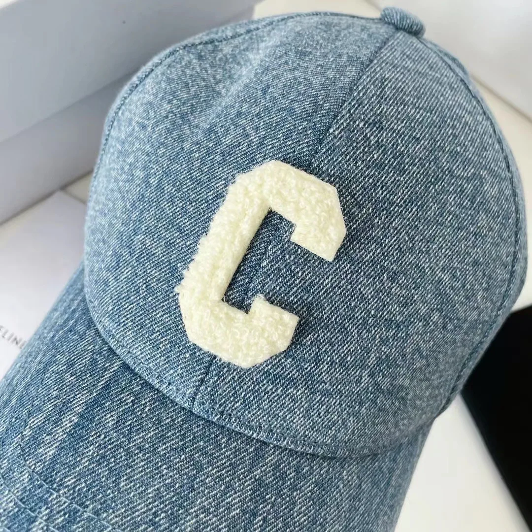 셀린느 C 로고 라이트 블루 데님 캡 상세 이미지 5