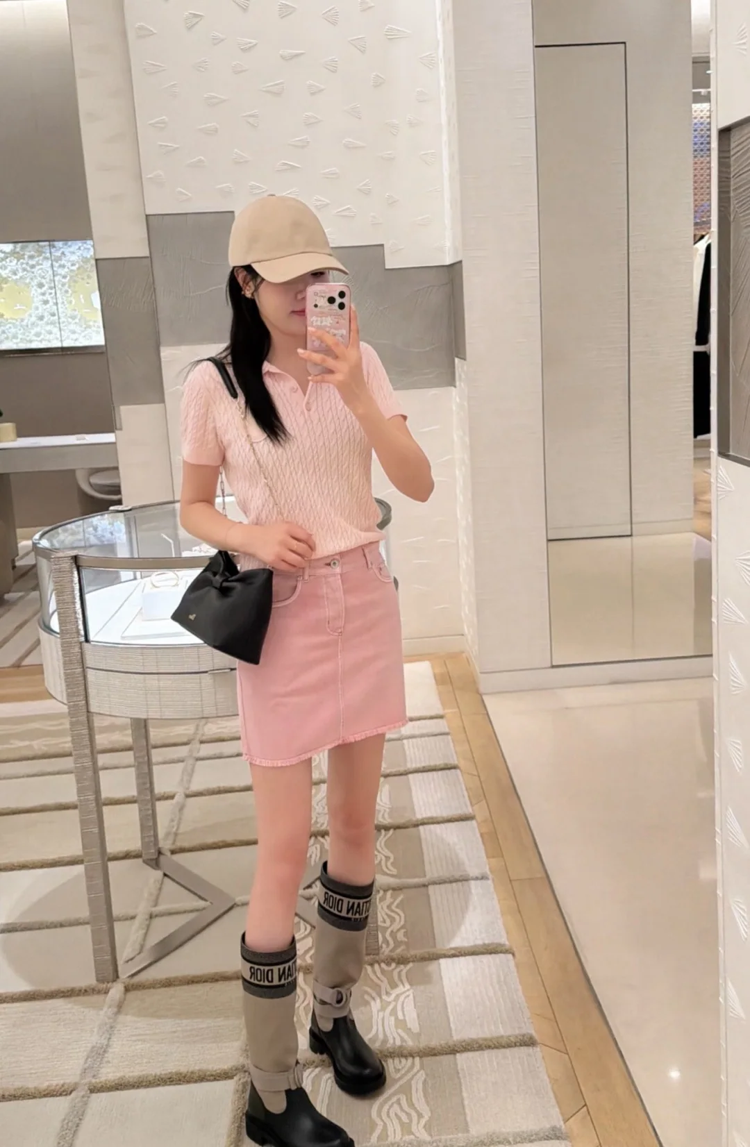 디올 핑크 데님 미니스커트 상세 이미지 4