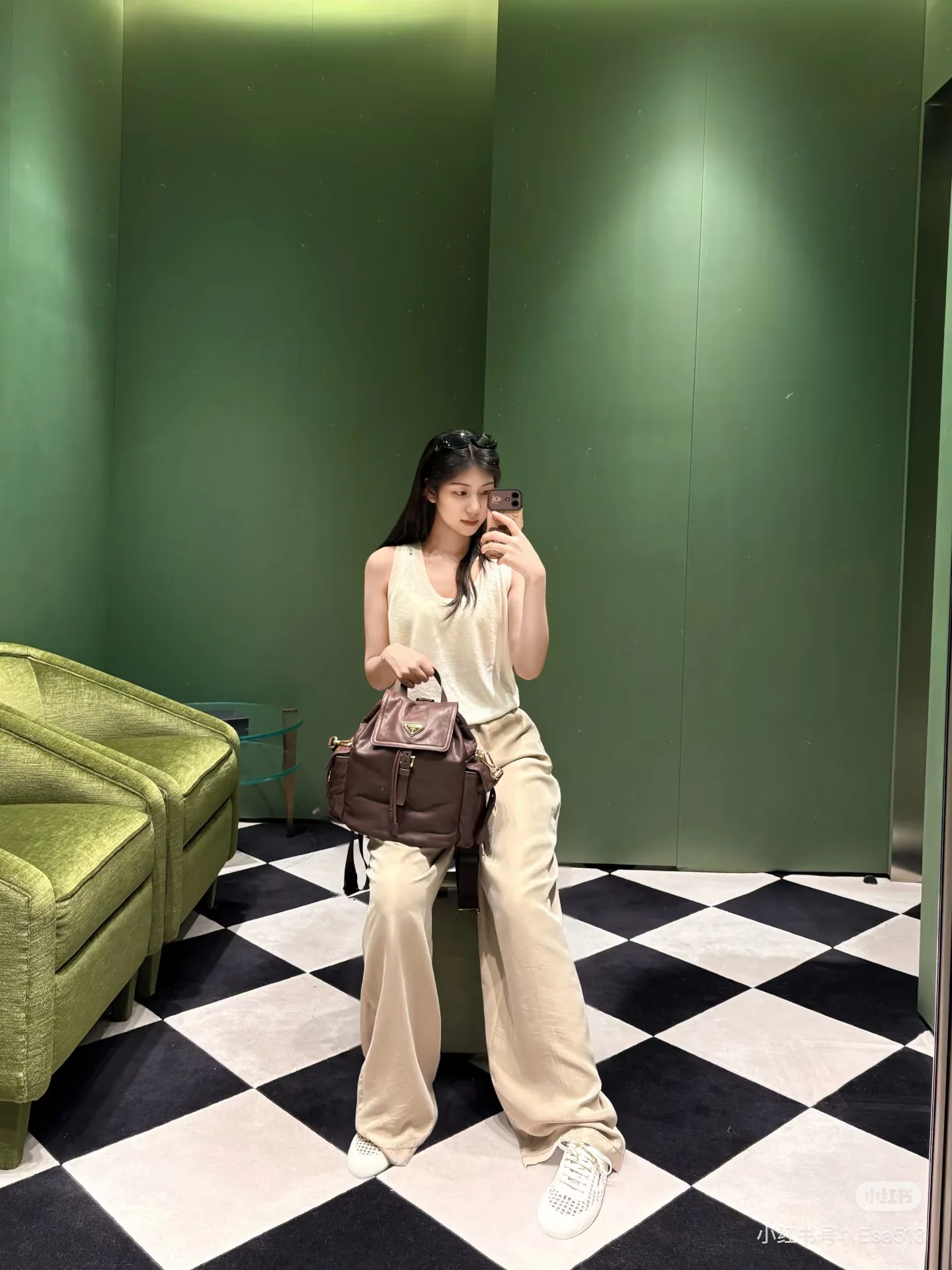 프라다 여성 크리미 화이트 큐플라 팬츠 세트 상세 이미지 2
