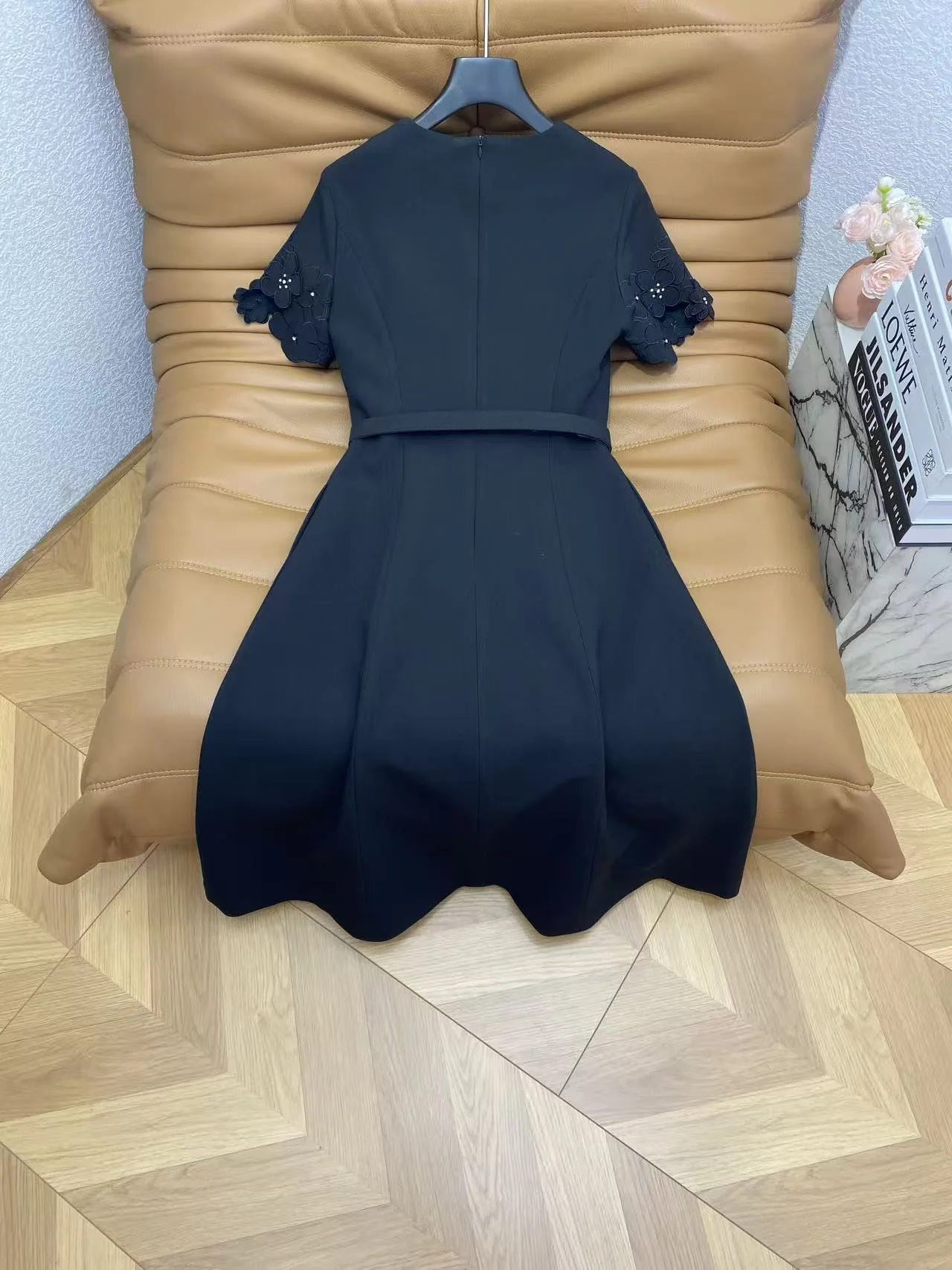 발망 레이스 장식 A라인 여성 원피스 상세 이미지 8