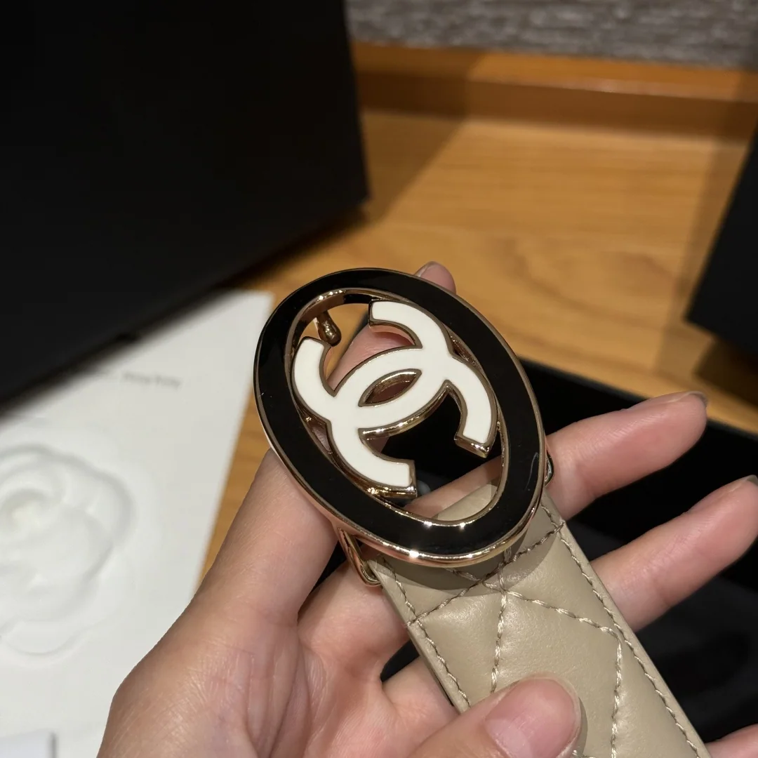 샤넬 다이아몬드 패턴 램스킨 더블 C 메탈 로고 벨트 상세 이미지 6