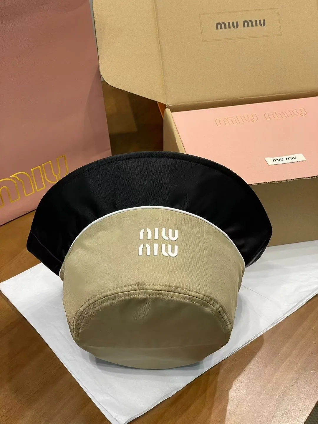 미우미우 컬러 블록 버킷 햇 모자 상세 이미지 3