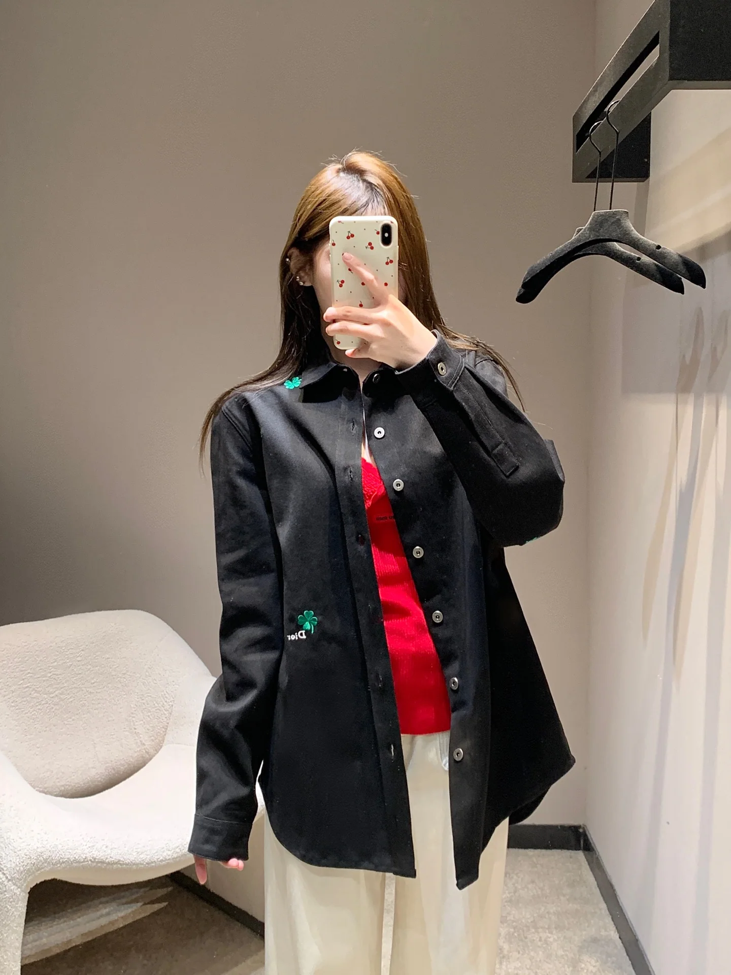 디올 네 잎 클로버 자수 데님 셔츠 재킷 상세 이미지 1