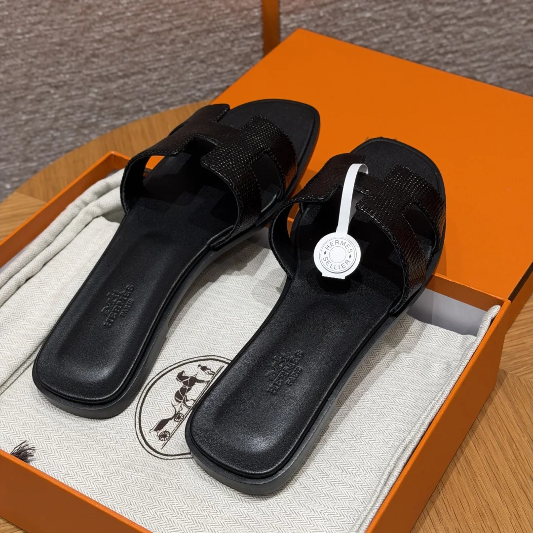 에르메스 오란 슬리퍼 도마뱀가죽 샌들 상세 이미지 3