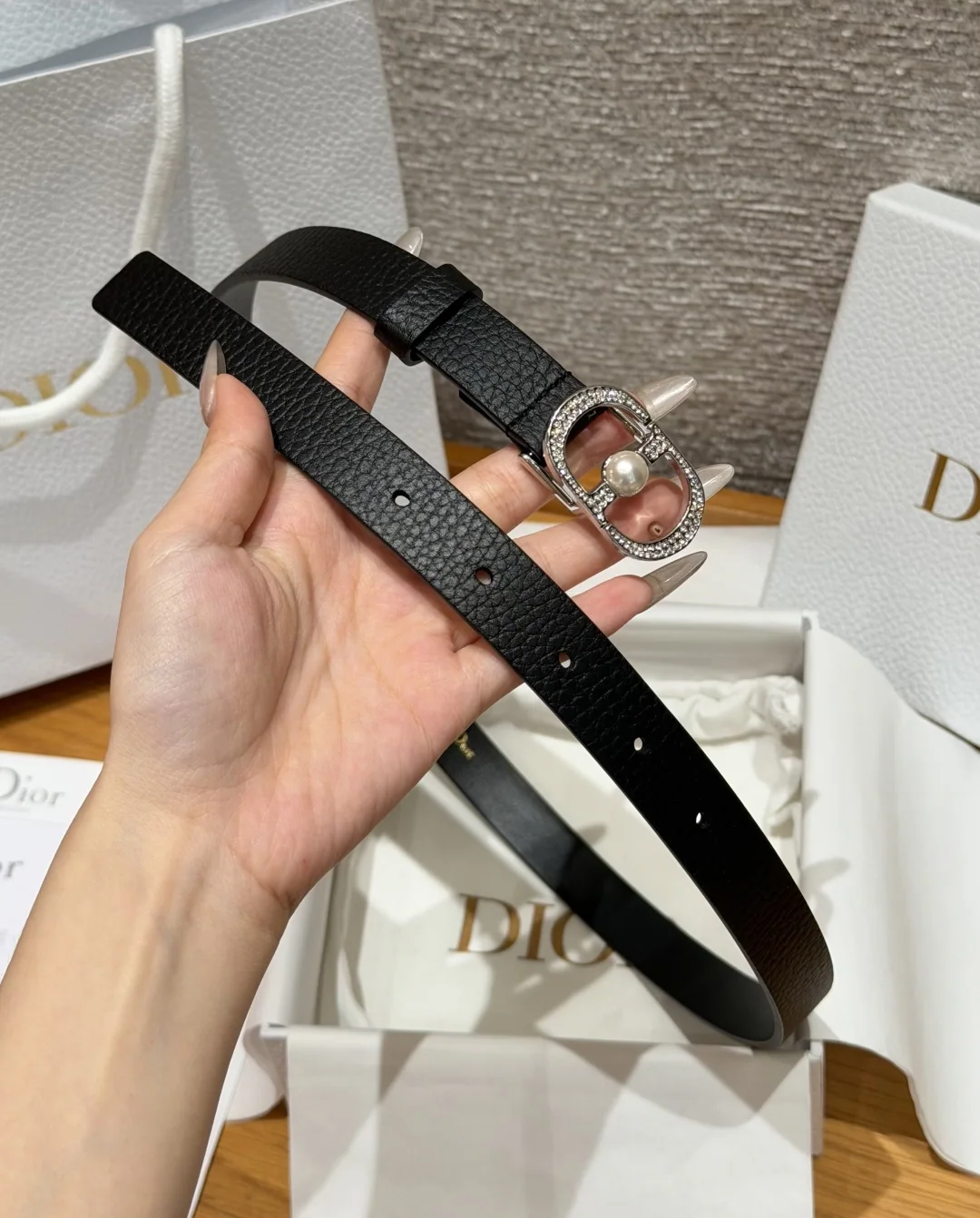 디올 CD 잠금장치 송아지가죽 벨트 20mm 상세 이미지 4