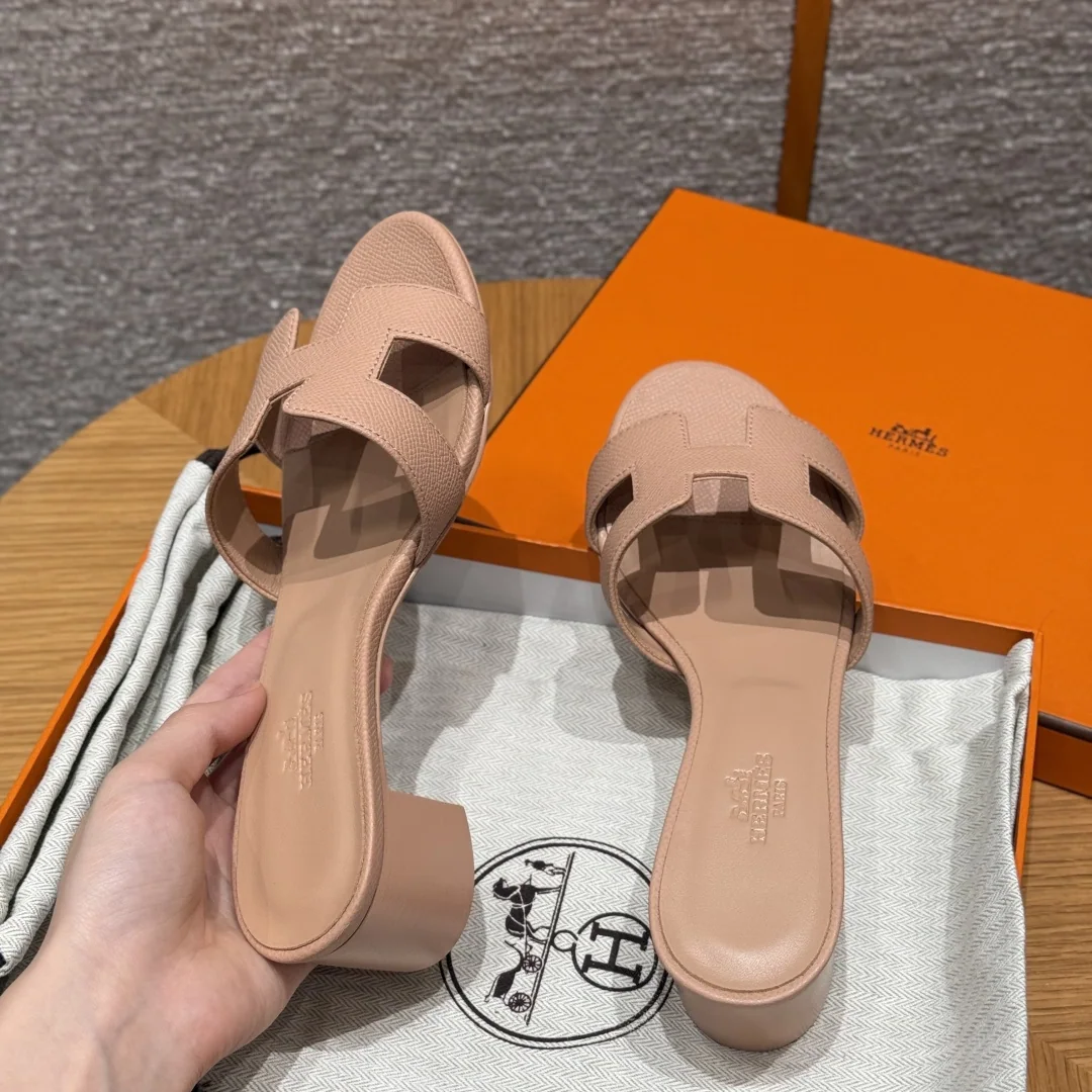 에르메스 오아시스 샌들 베이지 가죽 하이힐 상세 이미지 7