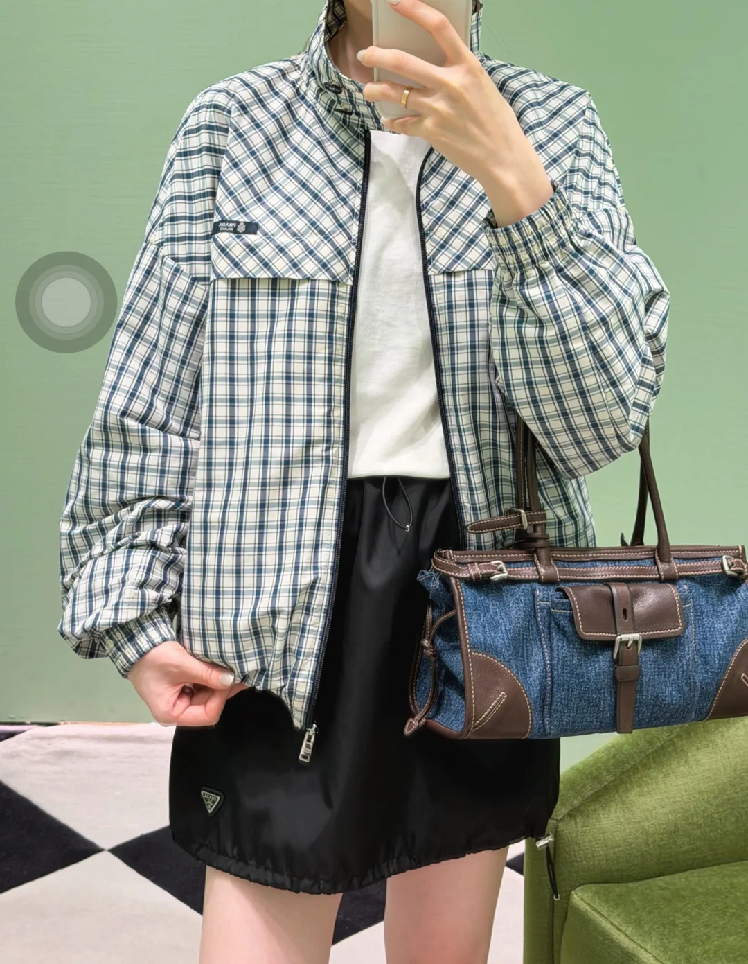 프라다 체크 리버시블 여성 자켓 상세 이미지 4