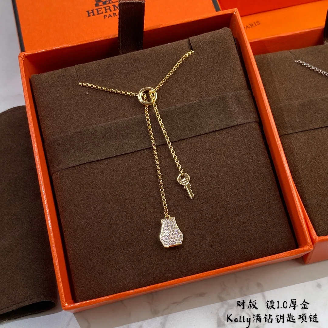 에르메스 18 K 골드 자물쇠 열쇠 목걸이 상세 이미지 8