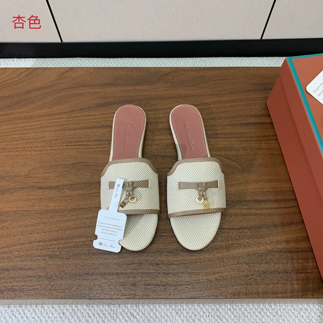 로로피아나 컬러블록 플랫 샌들 104875