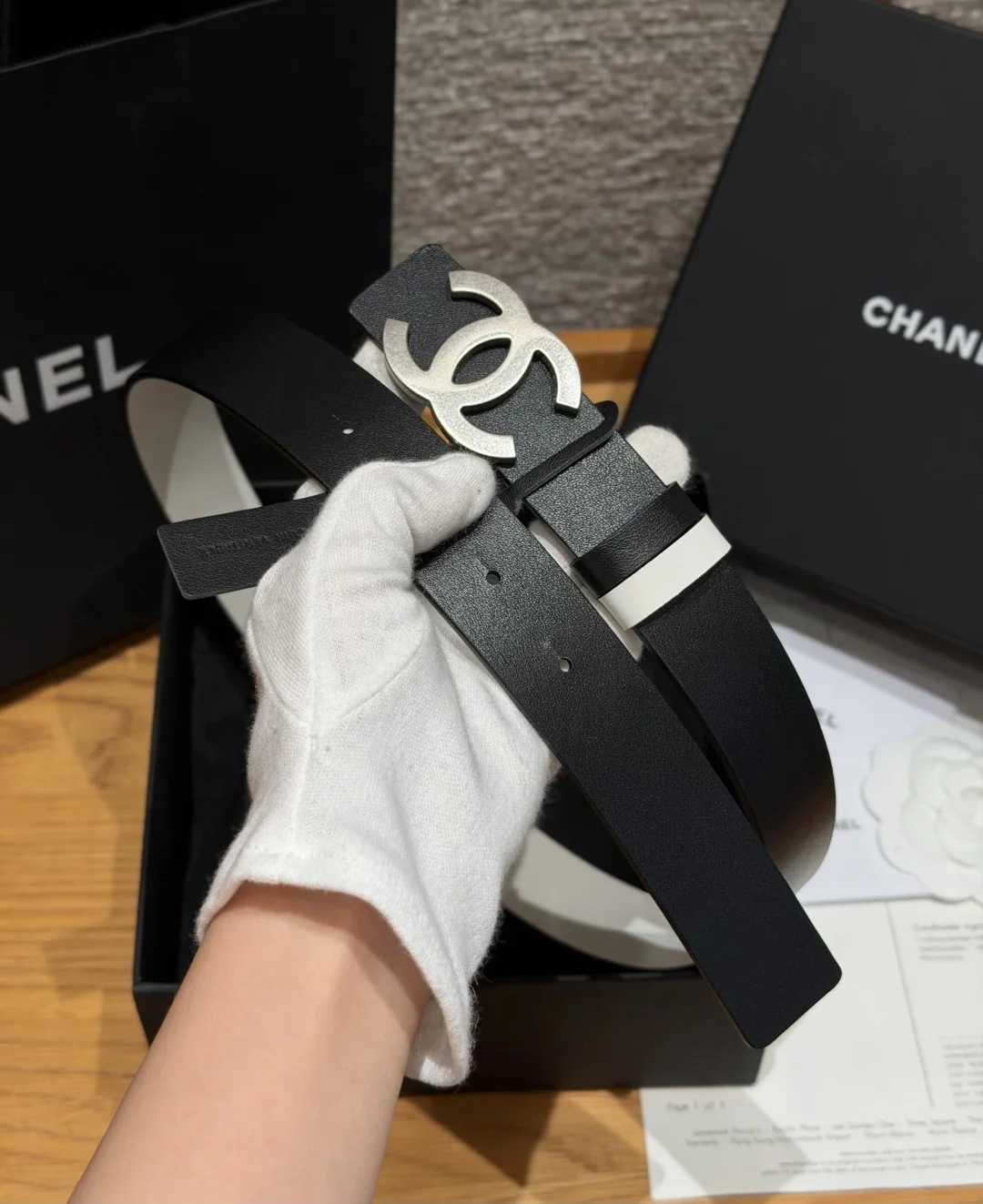 샤넬 리버시블 카프스킨 더블 C 버클 벨트 상세 이미지 6