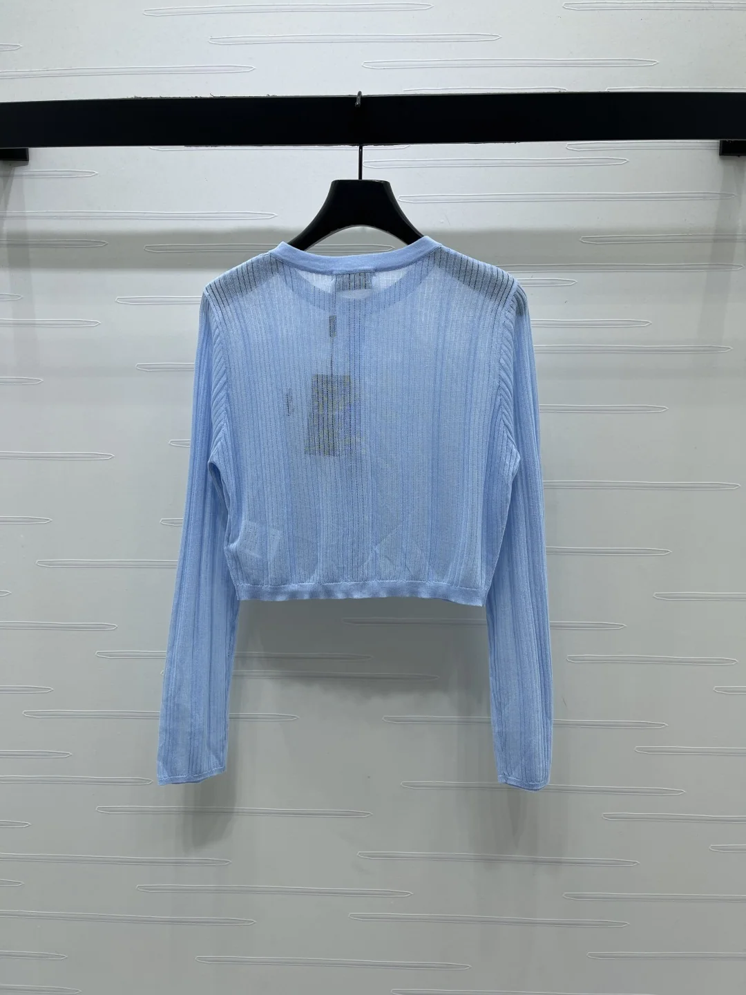 생로랑 세로 골지 로고 자수 크루넥 가디건 상세 이미지 8