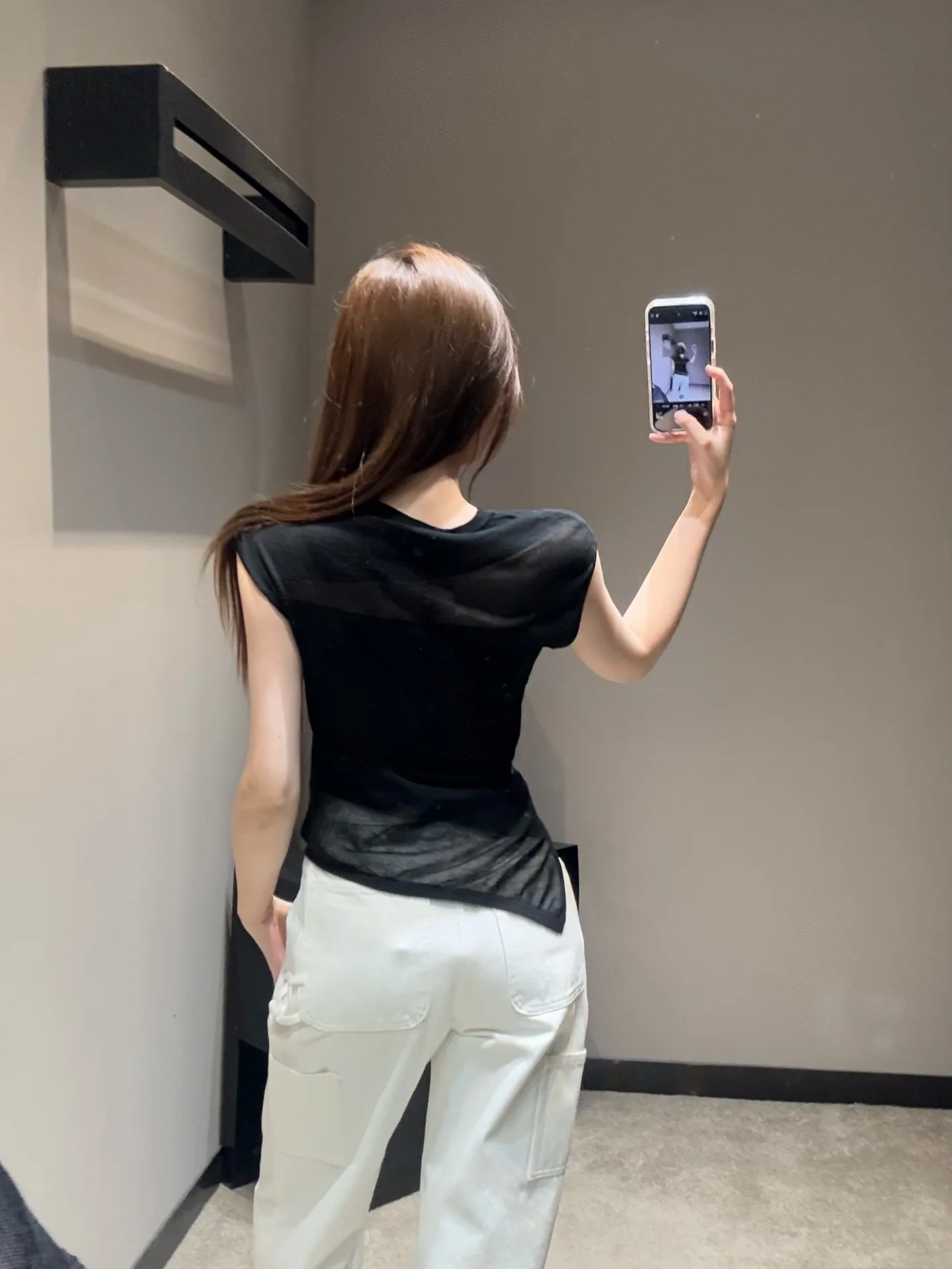 샤넬 비대칭 컷팅 여성 반팔 니트 탑 상세 이미지 3