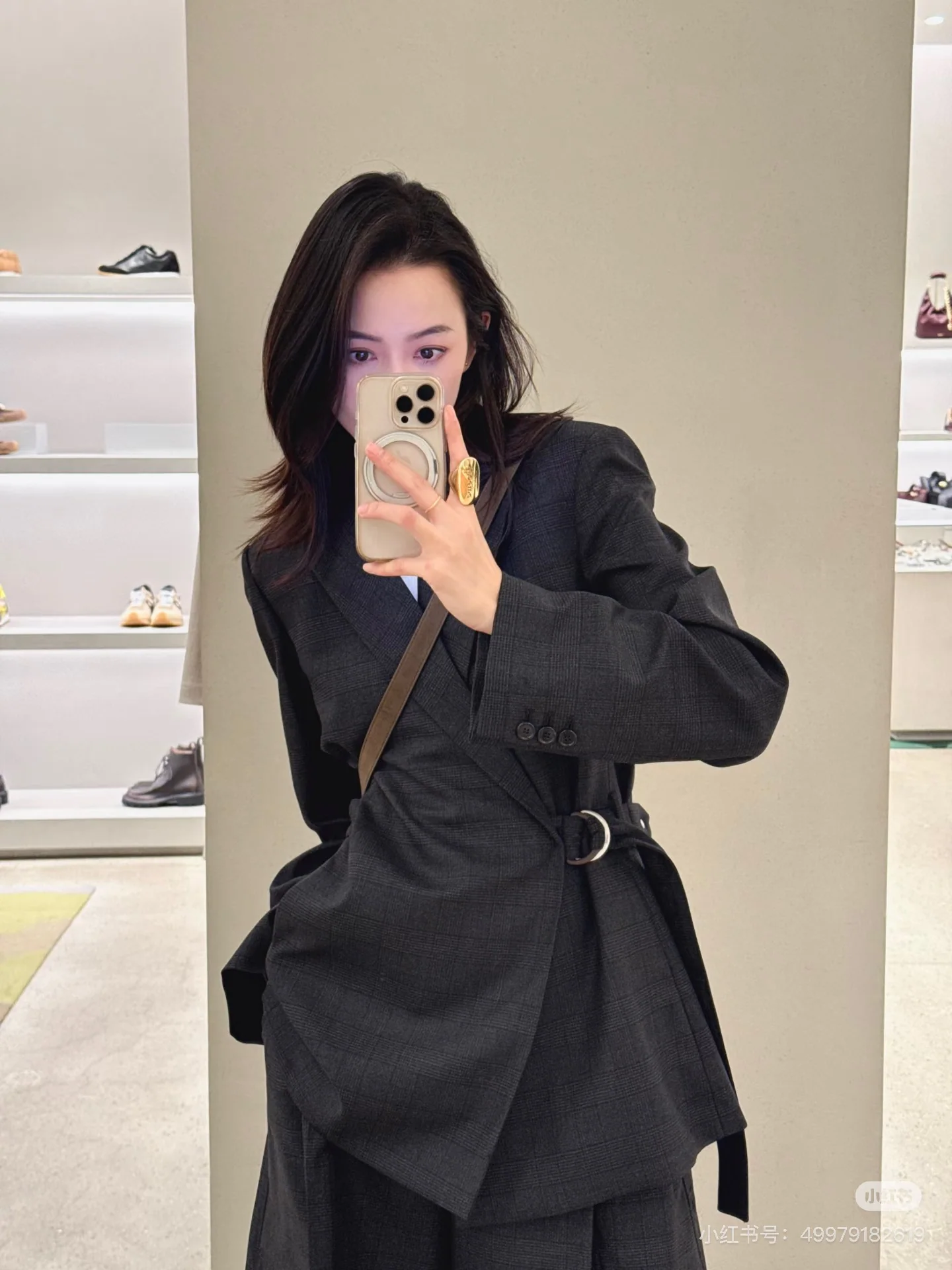 로에베 불규칙 체크 울 테일러드 세트 상세 이미지 9