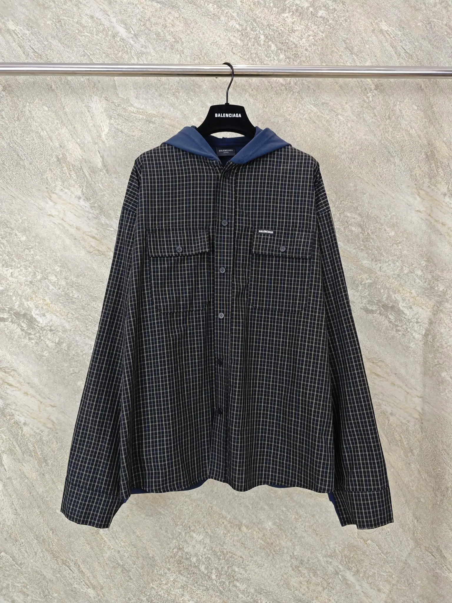 발렌시아가 체크 패턴 패치워크 남성 자켓 25FW