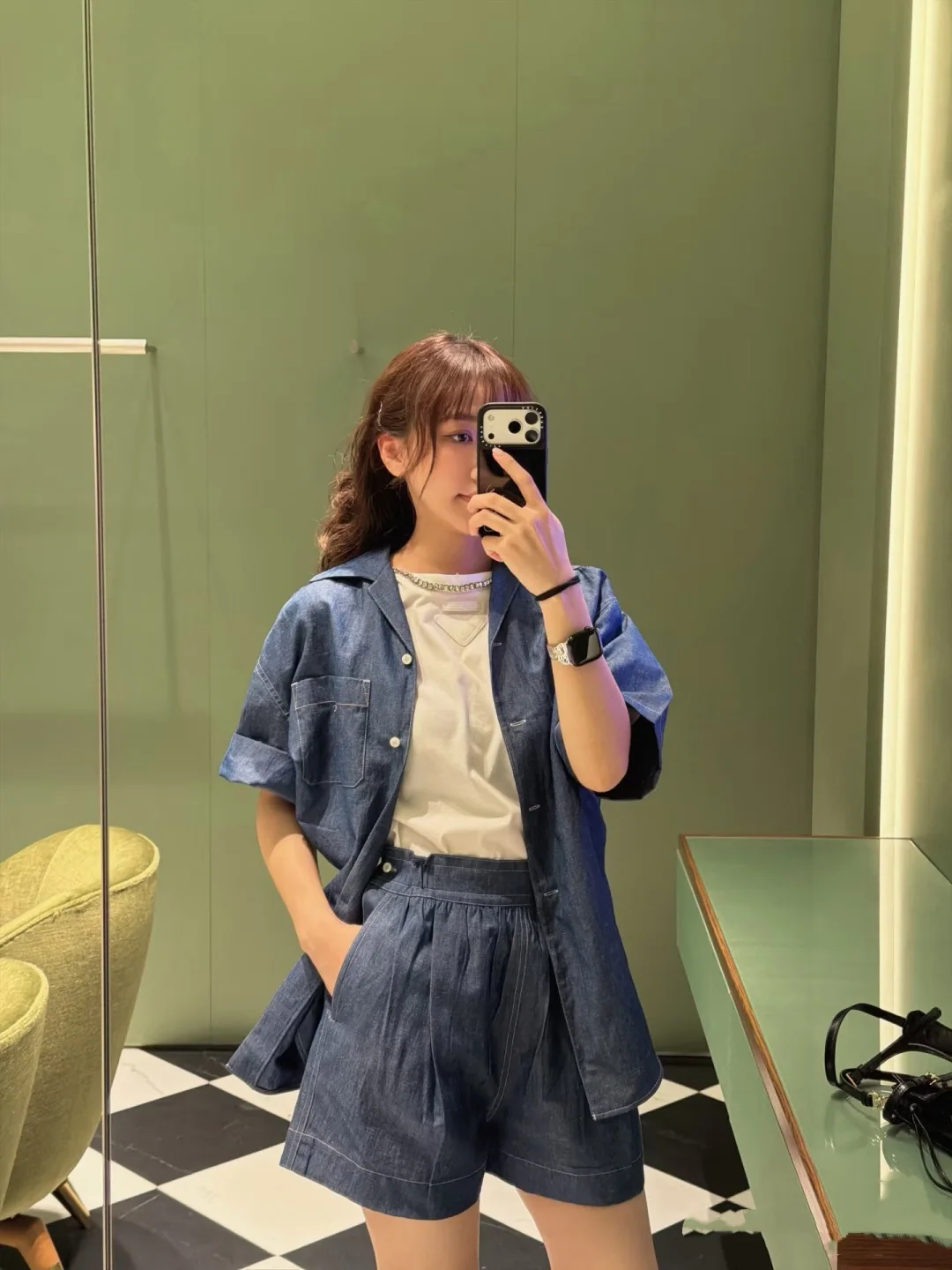 프라다 경량 데님 점프수트 세트 상세 이미지 6