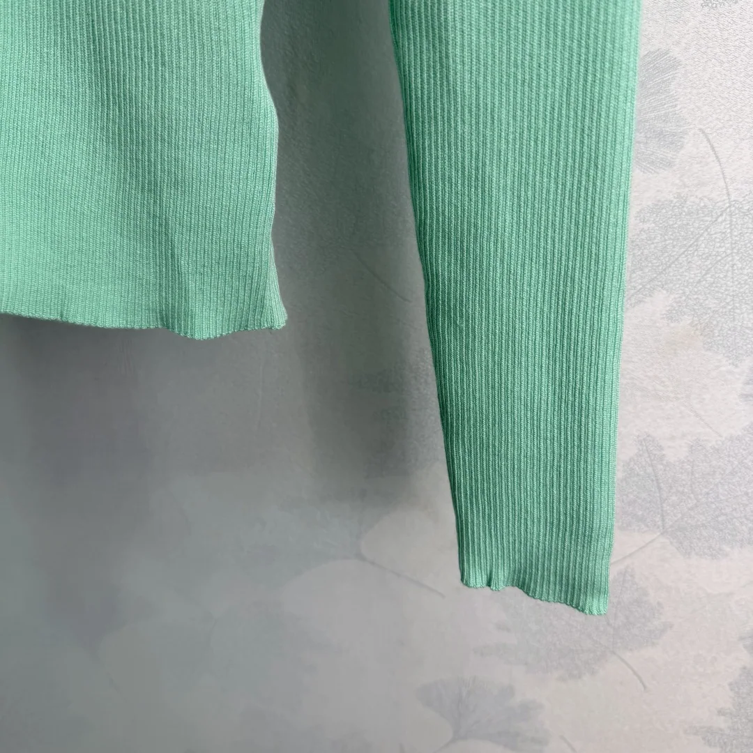 샤넬 세로 리브 라인스톤 꽃 장식 여성 가디건 상세 이미지 7