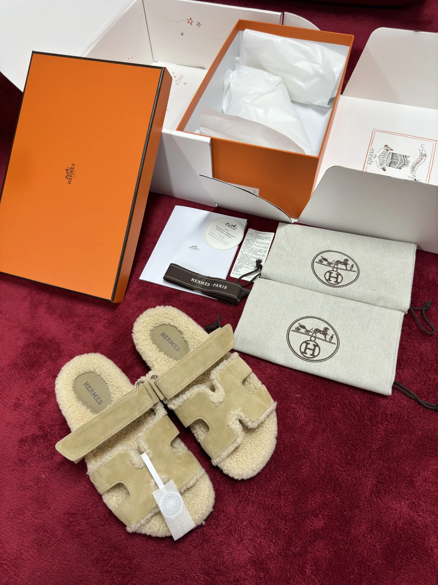 에르메스 퍼 스웨이드 램스킨 부티 신발 상세 이미지 1