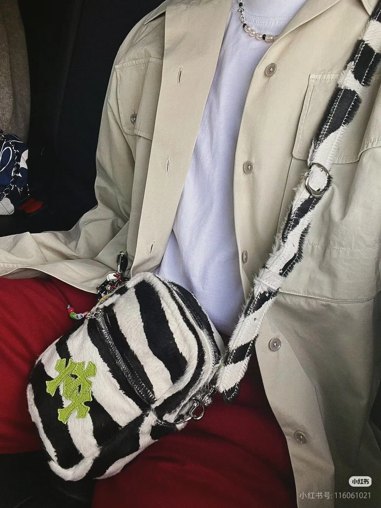 크롬하츠 애플그린 제브라 호스헤어 카메라 크로스 바디 가방 상세 이미지 12