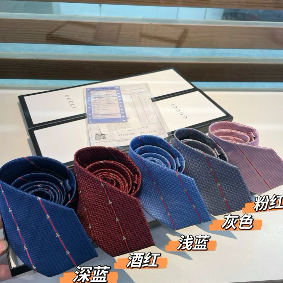구찌 동물 벌 자수 자카드 실크 넥타이 159174