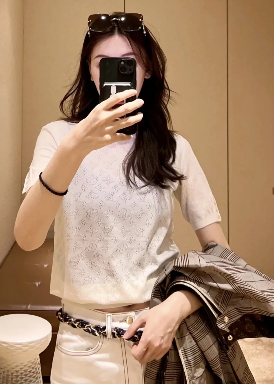 루이비통 울 혼방 시스루 니트 반팔 상세 이미지 9
