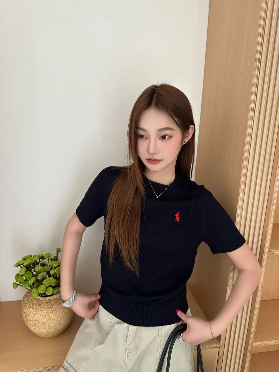 폴로 여성 니트 반팔 티셔츠 상세 이미지 6